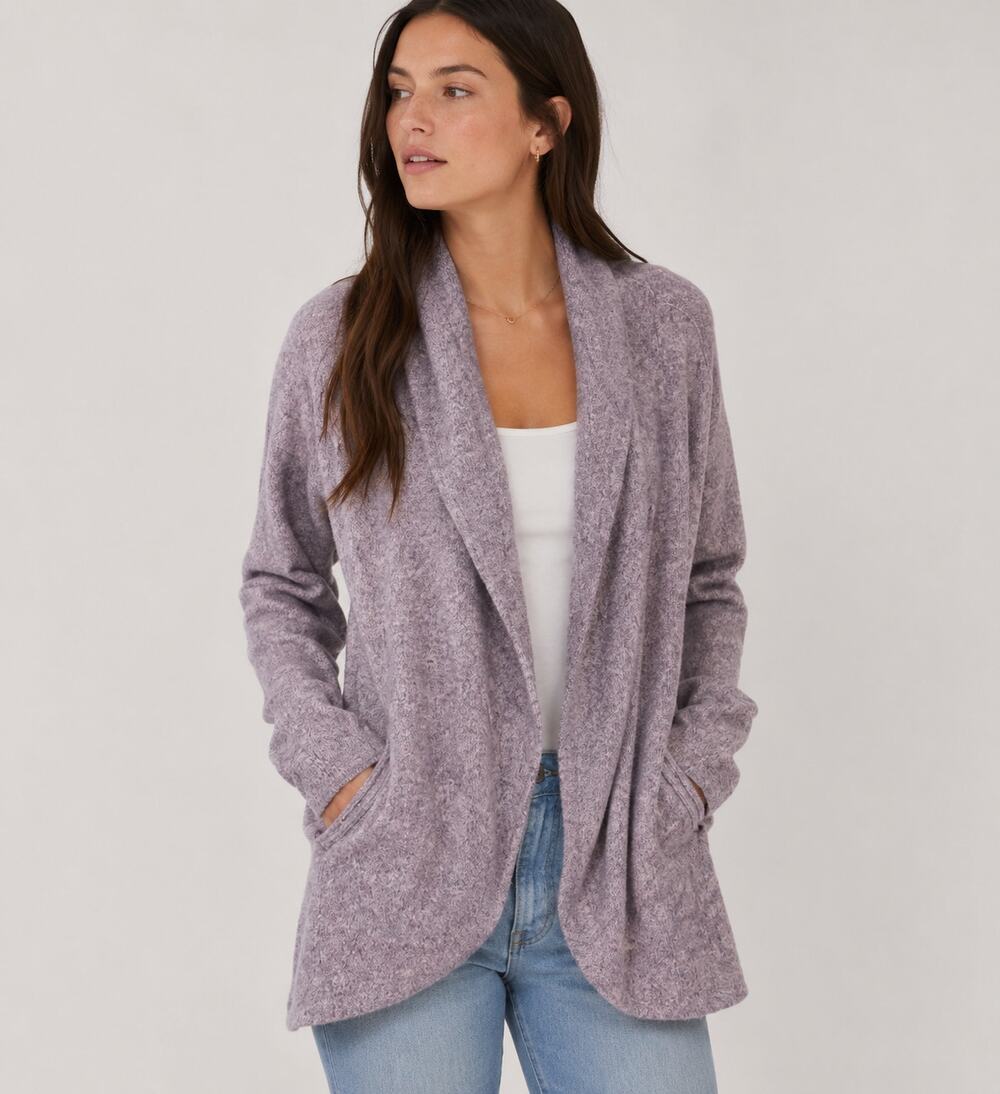 Barefoot Dreams CozyChic Lite Cardigan Womens XS Gray Quiet Luxury Cozycore